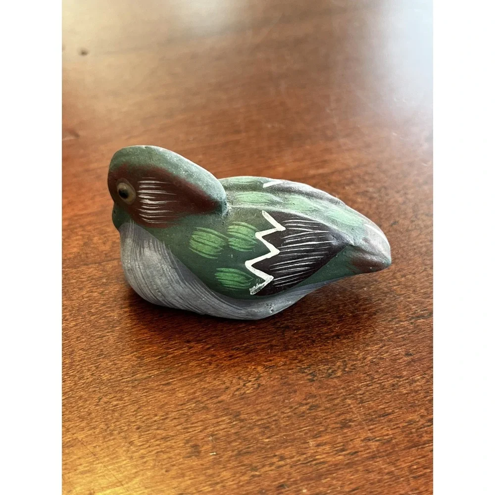 Set of 4 Vtg Hand Carved Painted‎ Wood Duck Figurines Folk Art Hunting Decor